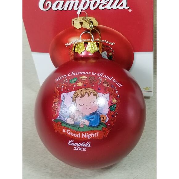 Campbell Ornament Soup Red 2001 A Good Night Mm Mm Good White 2004 x2 Vintage - Picture 4 of 13